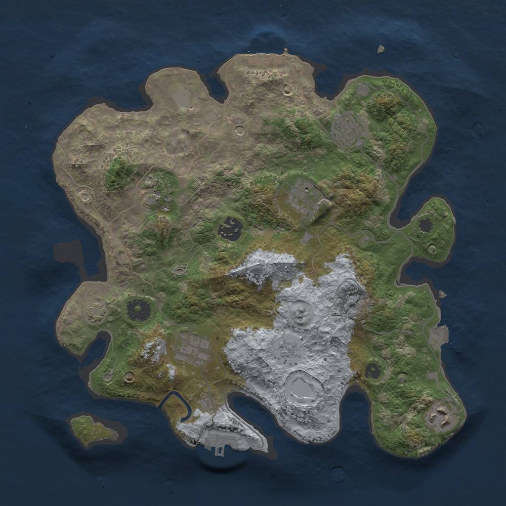 Rust Map: Procedural Map, Size: 3250, Seed: 592403767, 14 Monuments