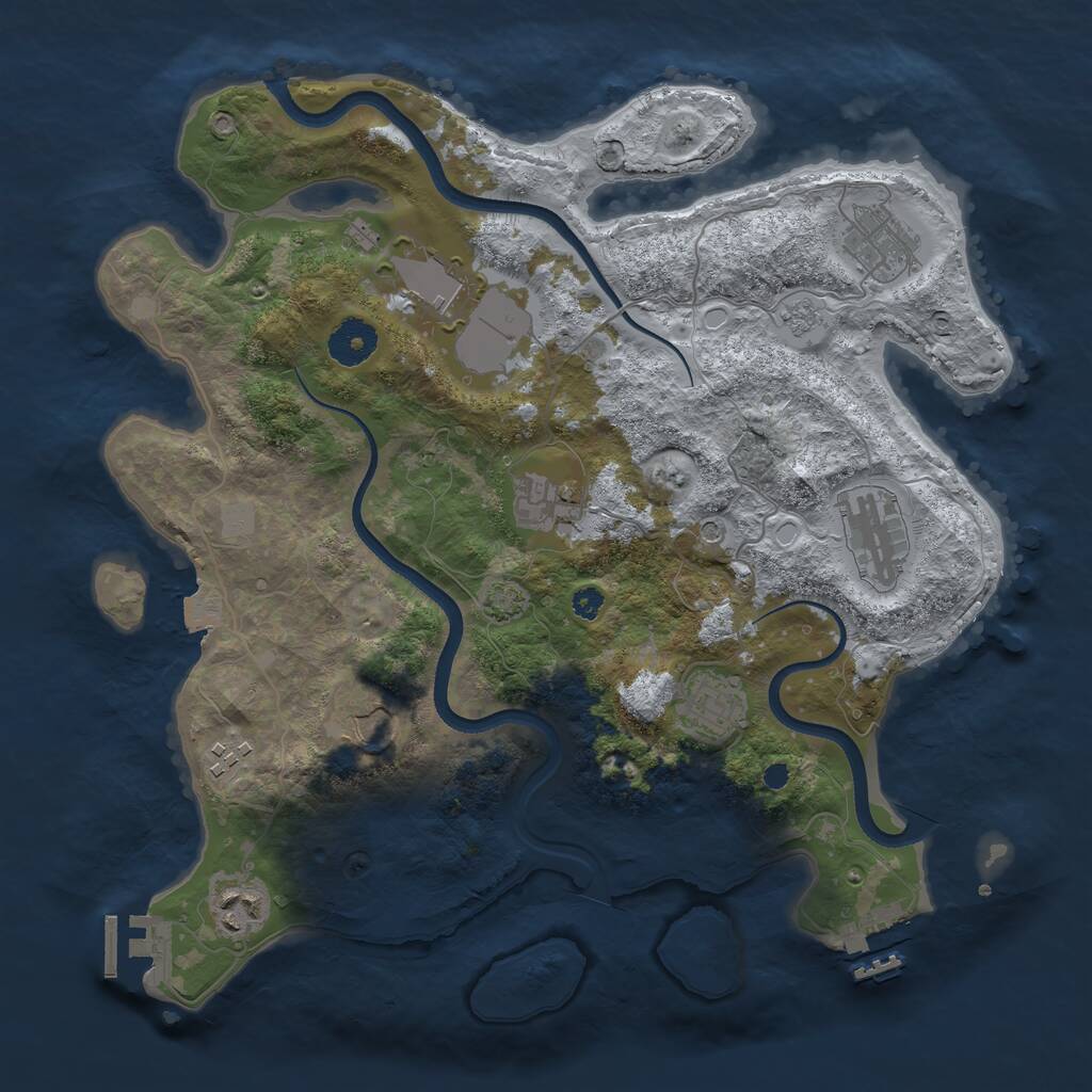 Rust Map: Procedural Map, Size: 3500, Seed: 1063926895, 14 Monuments