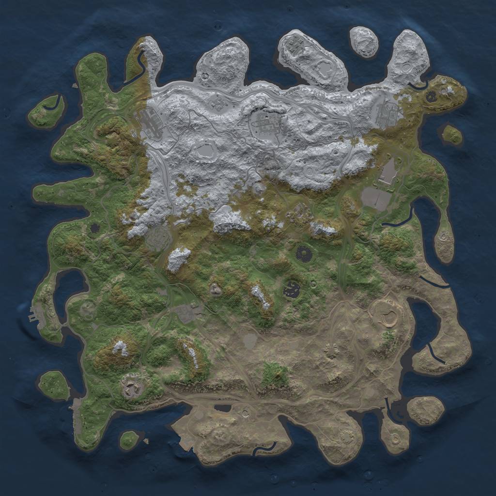 Rust Map: Procedural Map, Size: 4500, Seed: 1715187626, 19 Monuments