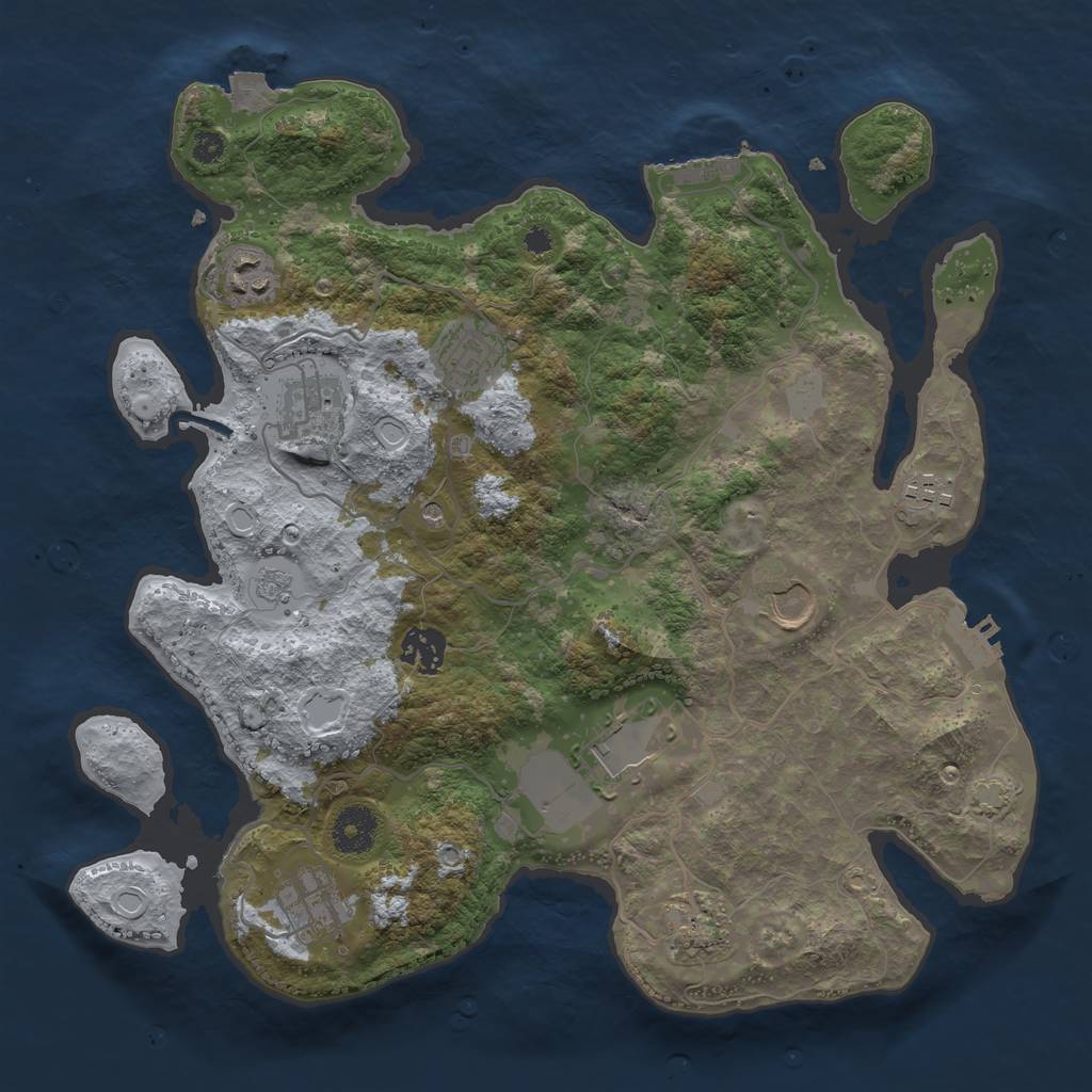 Rust Map: Procedural Map, Size: 3500, Seed: 915876421, 17 Monuments