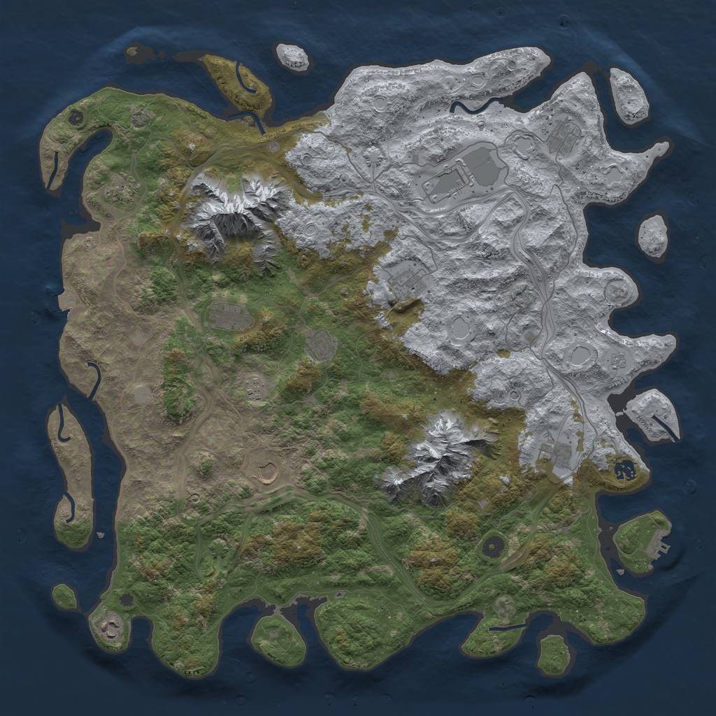 Rust Map: Procedural Map, Size: 5000, Seed: 1292607930, 18 Monuments