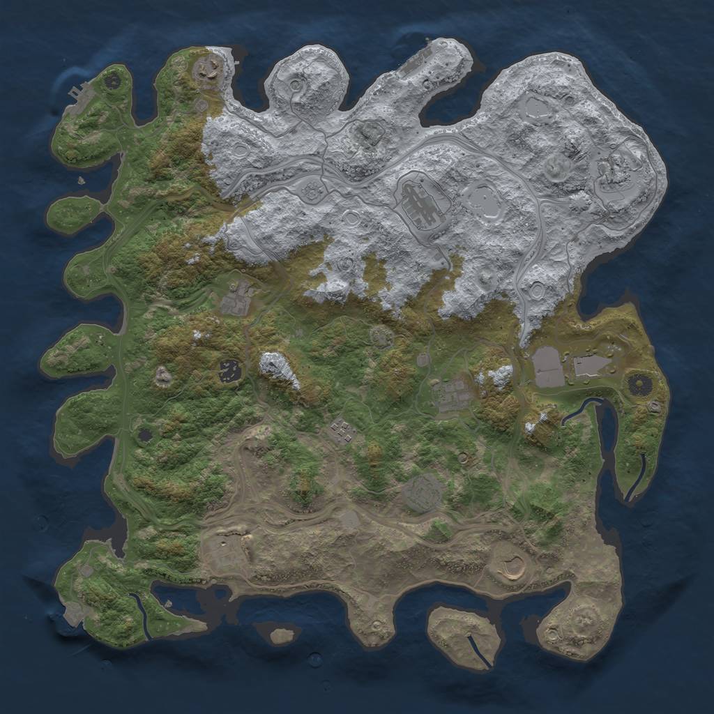 Rust Map: Procedural Map, Size: 4500, Seed: 642358, 19 Monuments
