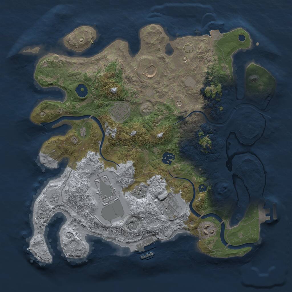 Rust Map: Procedural Map, Size: 3500, Seed: 750772415, 13 Monuments