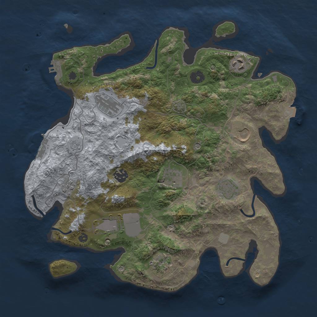 Rust Map: Procedural Map, Size: 3500, Seed: 214747071, 17 Monuments