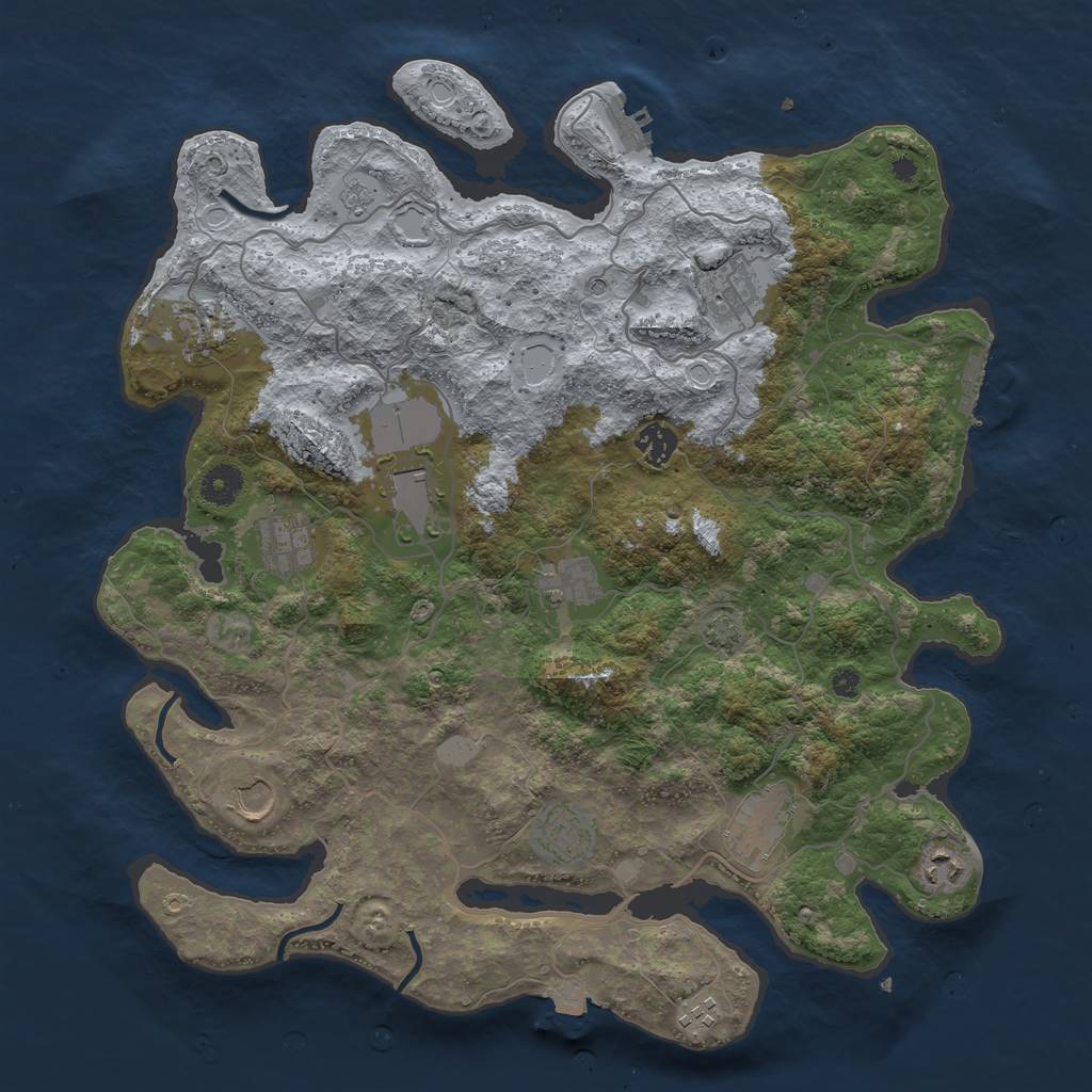 Rust Map: Procedural Map, Size: 4000, Seed: 1355757738, 19 Monuments