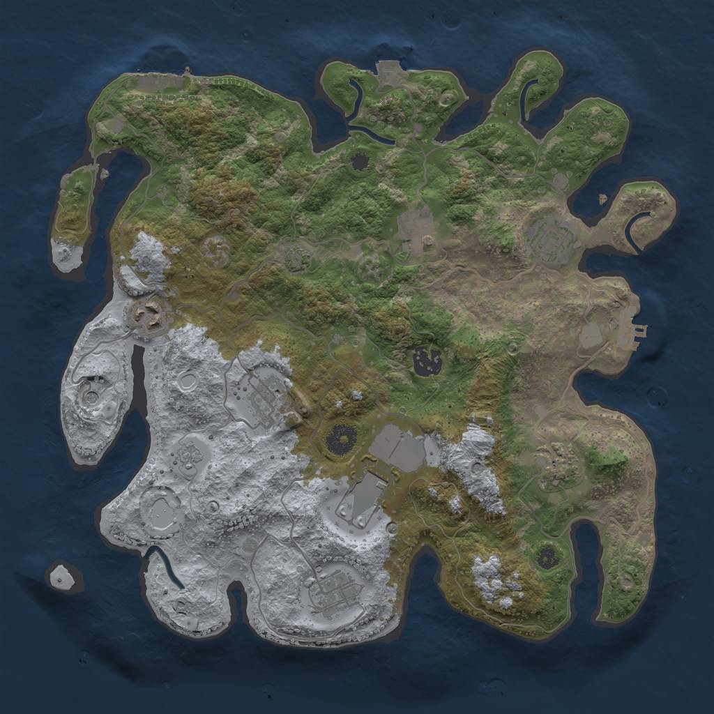 Rust Map: Procedural Map, Size: 3500, Seed: 570091911, 16 Monuments