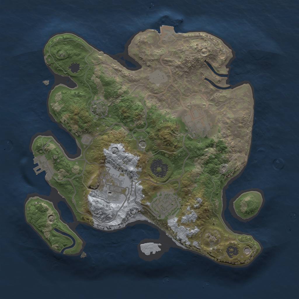 Rust Map: Procedural Map, Size: 2500, Seed: 2151, 9 Monuments