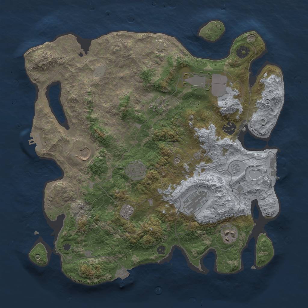 Rust Map: Procedural Map, Size: 3600, Seed: 20202, 16 Monuments