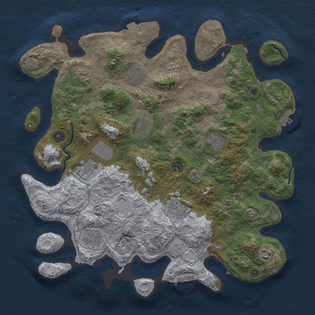 Rust Map: Procedural Map, Size: 4000, Seed: 133939999, 18 Monuments