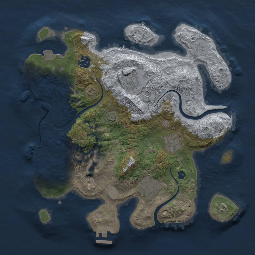 Rust Map: Procedural Map, Size: 3200, Seed: 50501, 11 Monuments