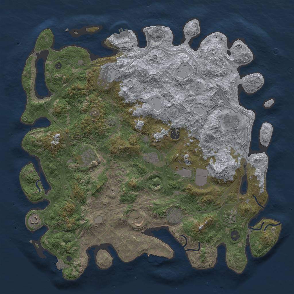 Rust Map: Procedural Map, Size: 4500, Seed: 270425030, 19 Monuments