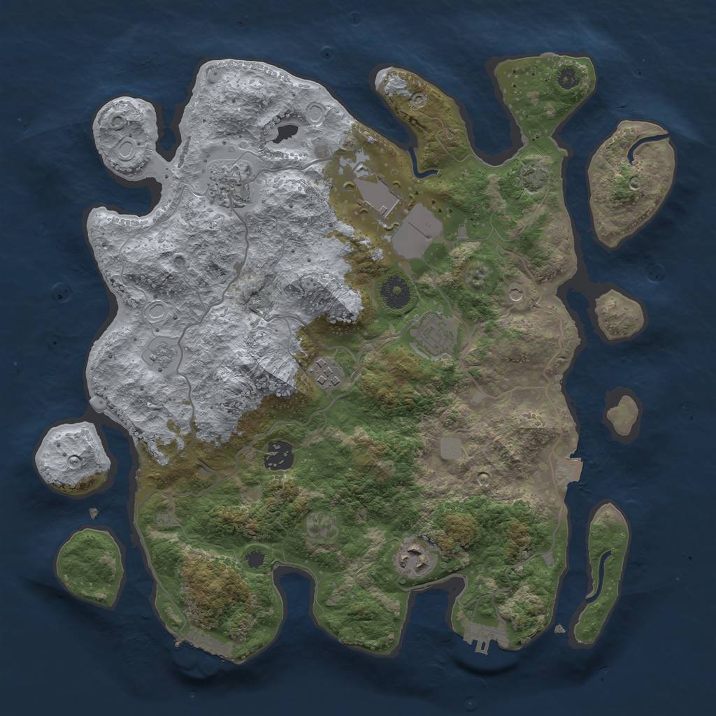 Rust Map: Procedural Map, Size: 3500, Seed: 1170612333, 14 Monuments