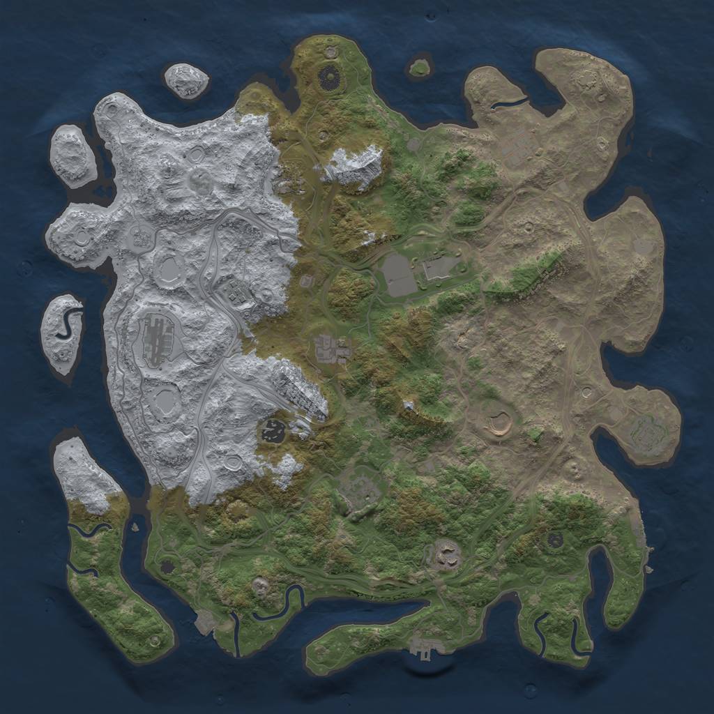 Rust Map: Procedural Map, Size: 4500, Seed: 657013973, 19 Monuments