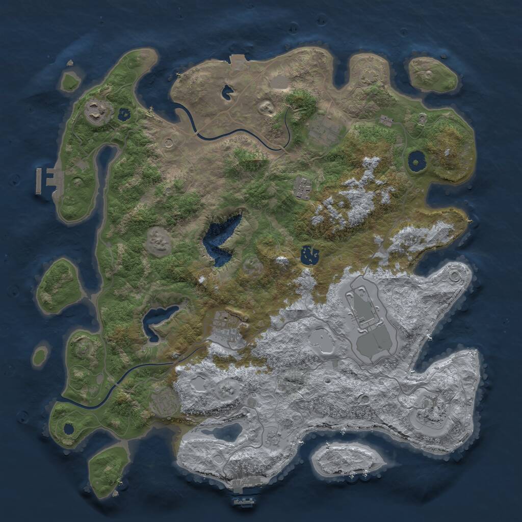 Rust Map: Procedural Map, Size: 4000, Seed: 1293366978, 14 Monuments