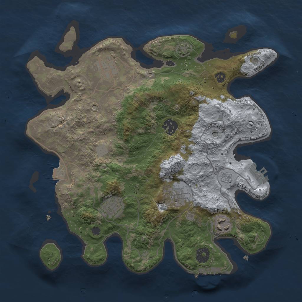 Rust Map: Procedural Map, Size: 3000, Seed: 147388680, 13 Monuments