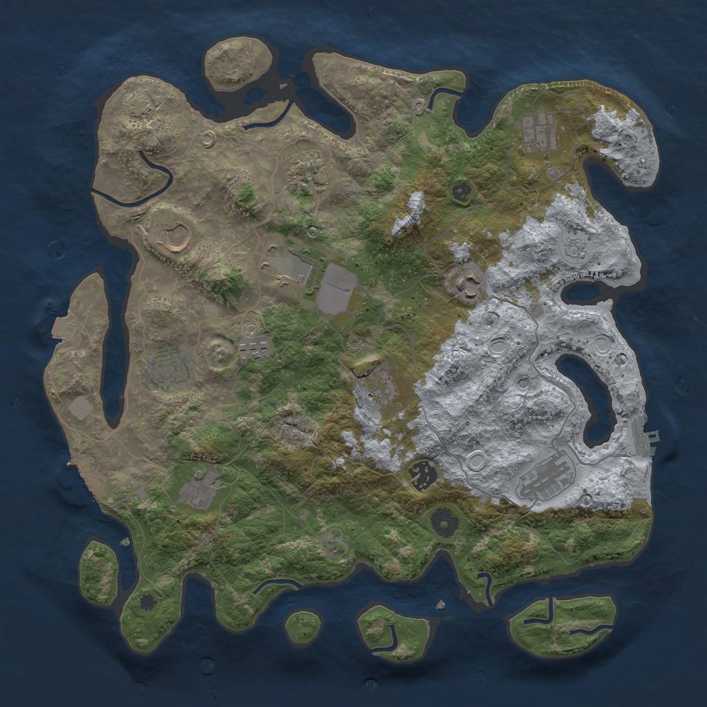 Rust Map: Procedural Map, Size: 3800, Seed: 924431552, 19 Monuments