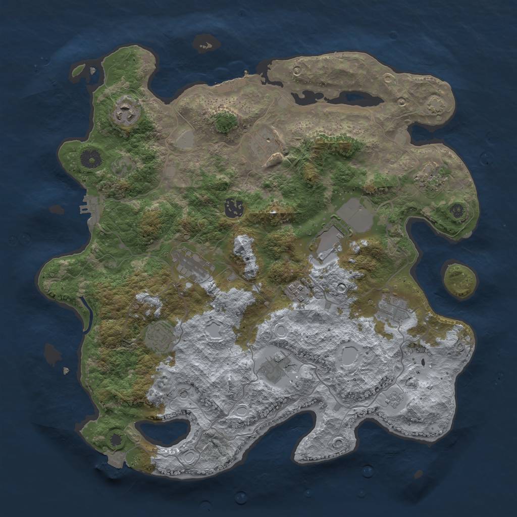 Rust Map: Procedural Map, Size: 3850, Seed: 4570281, 18 Monuments