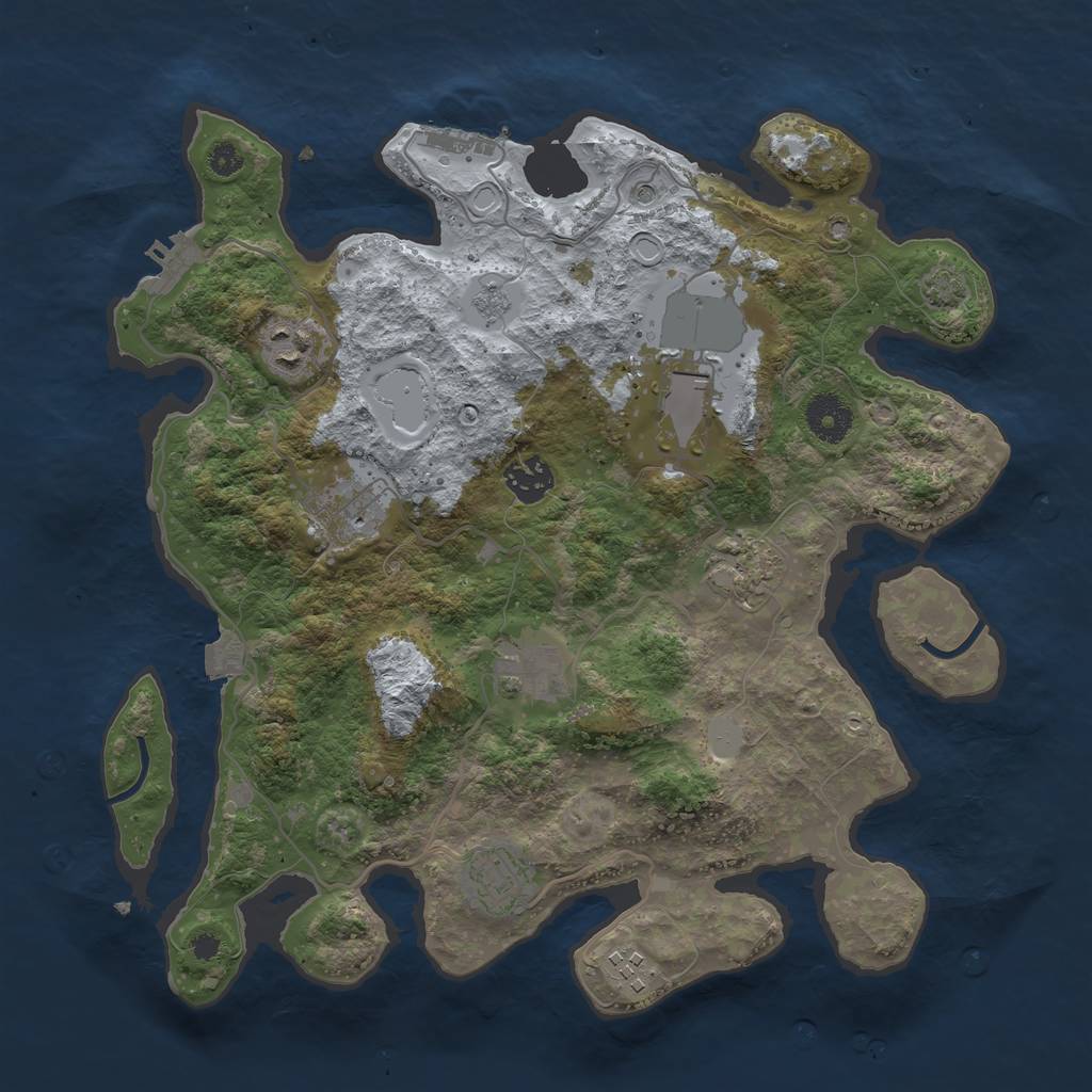 Rust Map: Procedural Map, Size: 3500, Seed: 572424403, 16 Monuments