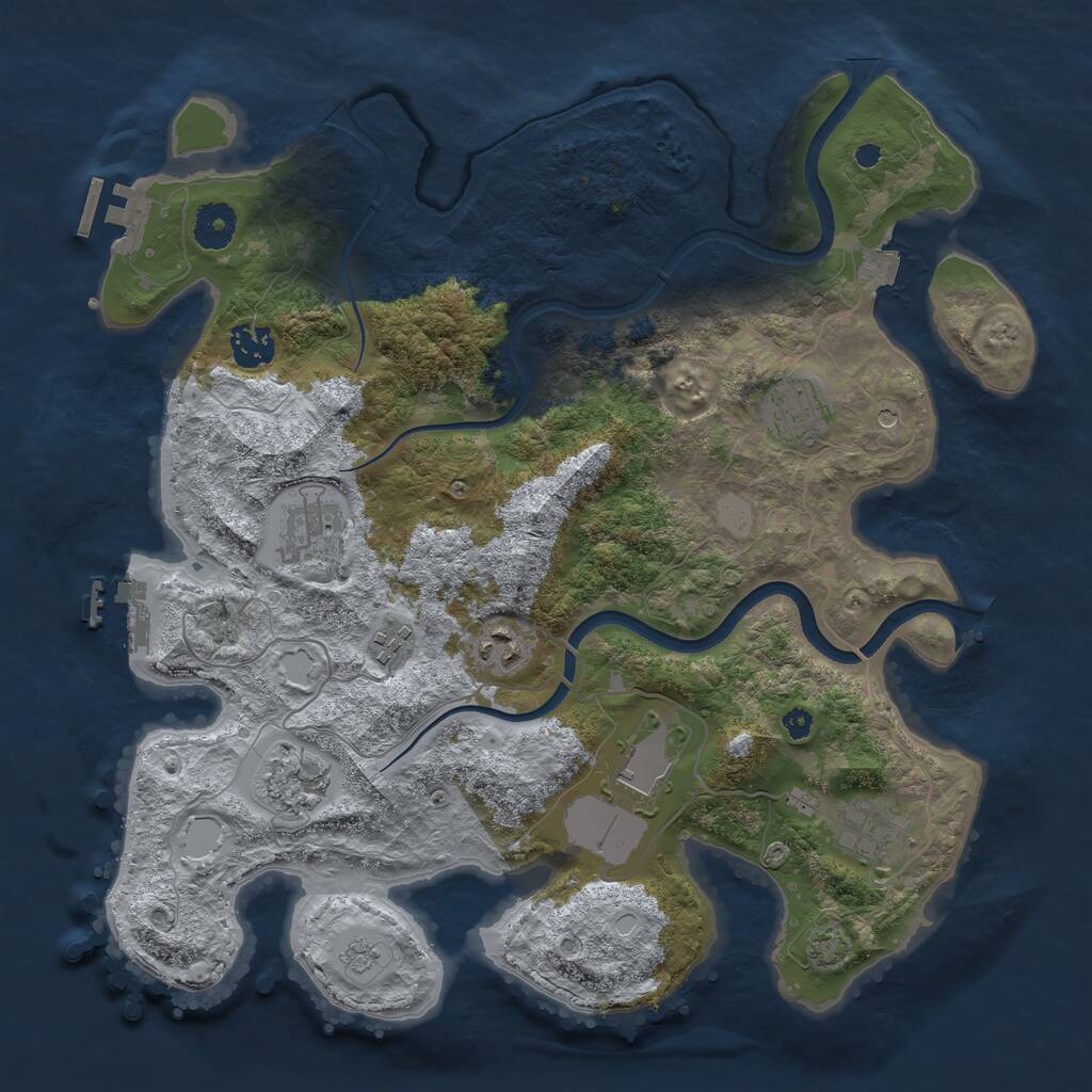Rust Map: Procedural Map, Size: 3650, Seed: 75065077, 14 Monuments