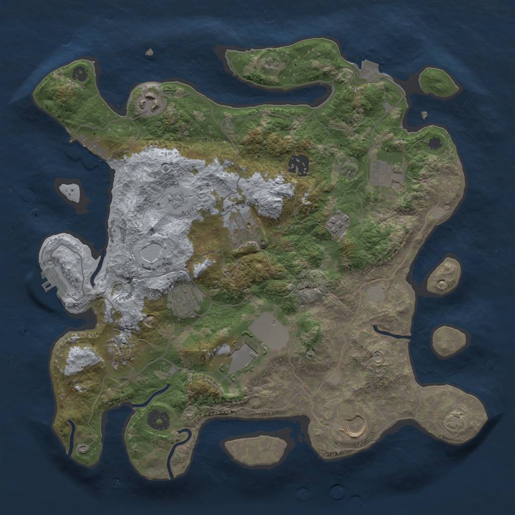 Rust Map: Procedural Map, Size: 3500, Seed: 792891, 17 Monuments