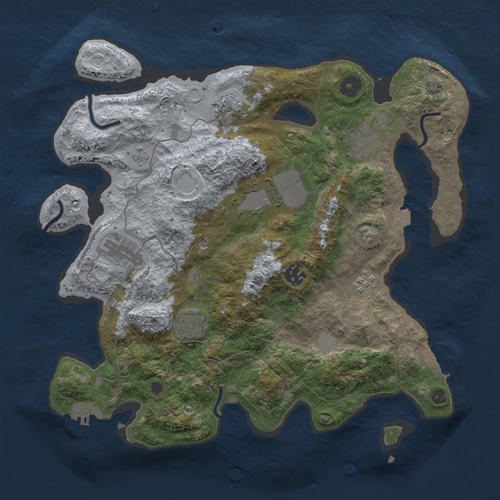 Rust Map: Procedural Map, Size: 3500, Seed: 8774645, 15 Monuments