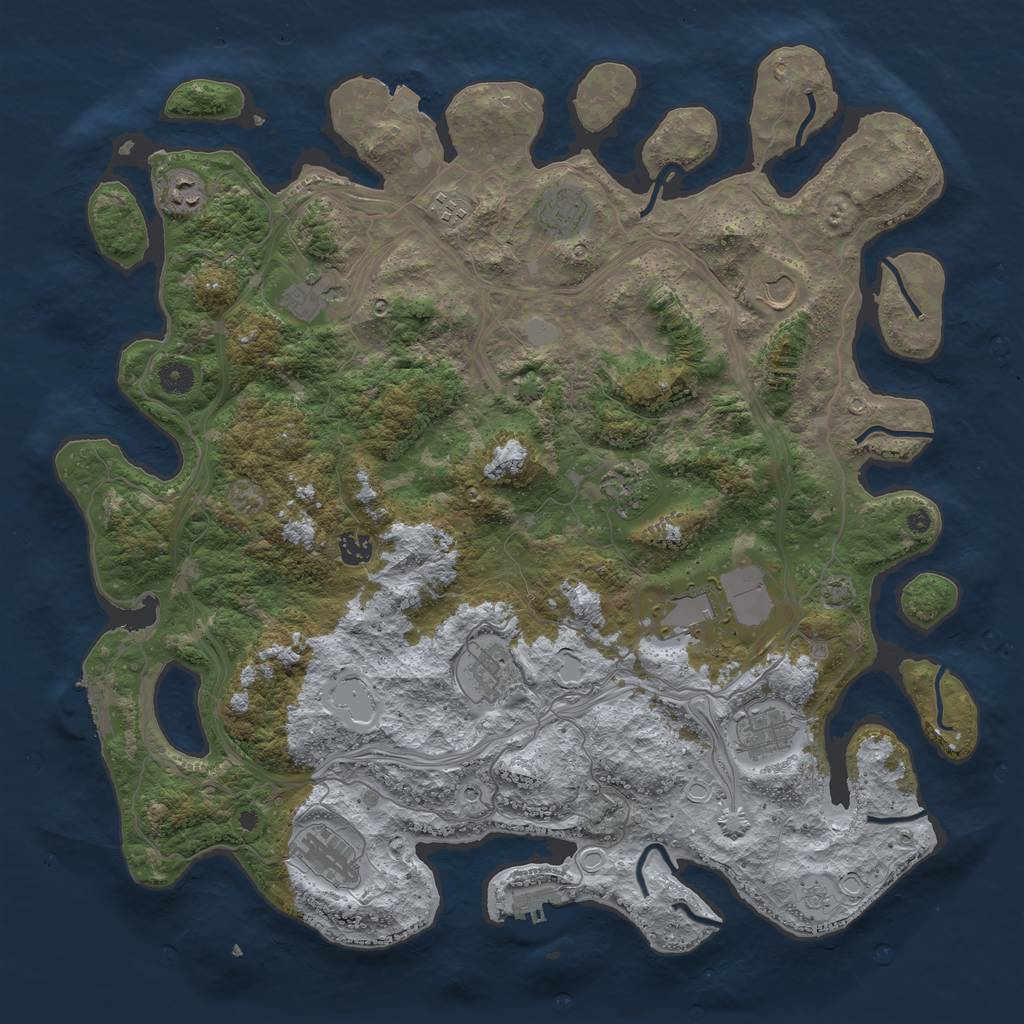 Rust Map: Procedural Map, Size: 4500, Seed: 2122516211, 19 Monuments