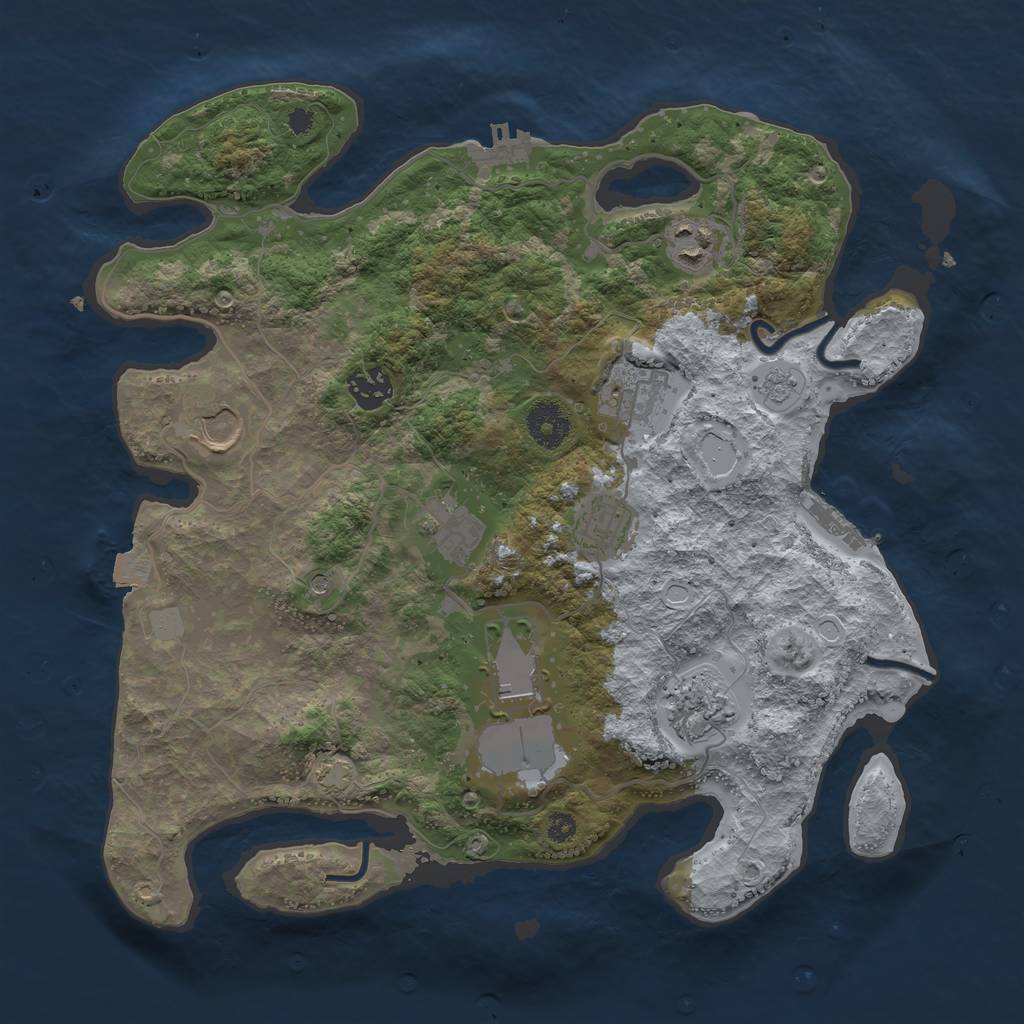Rust Map: Procedural Map, Size: 3500, Seed: 13214483, 16 Monuments