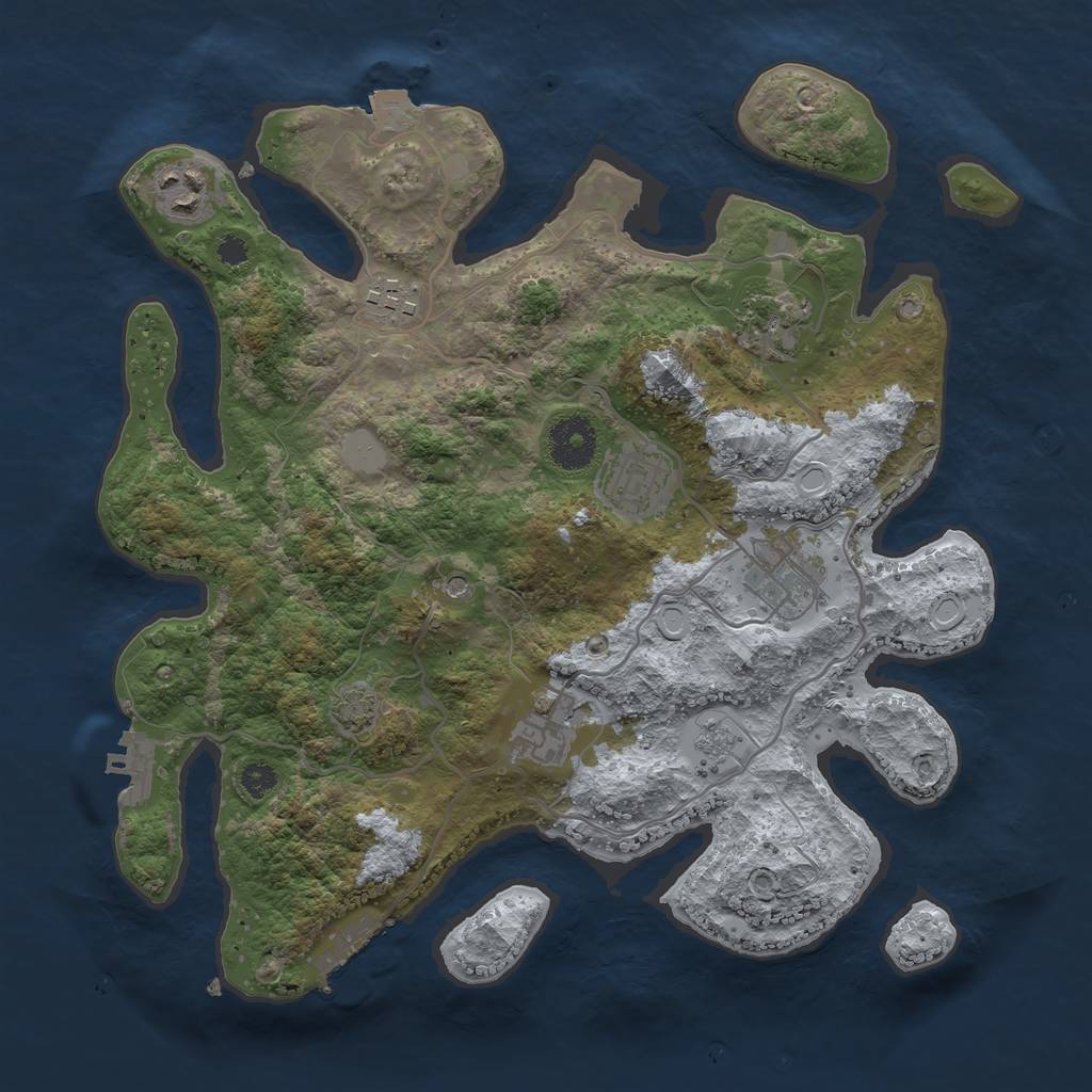 Rust Map: Procedural Map, Size: 3250, Seed: 1207717436, 14 Monuments