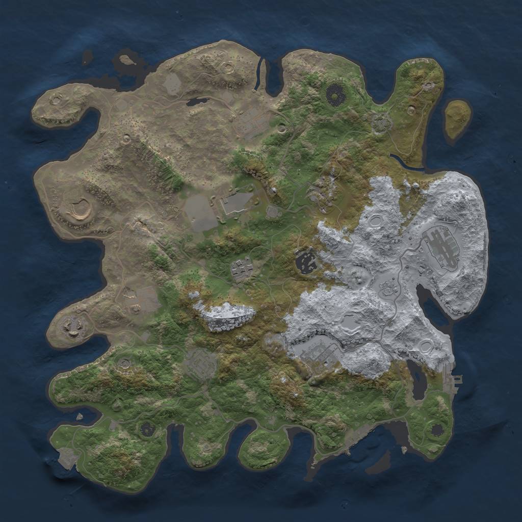 Rust Map: Procedural Map, Size: 3700, Seed: 1116941144, 19 Monuments