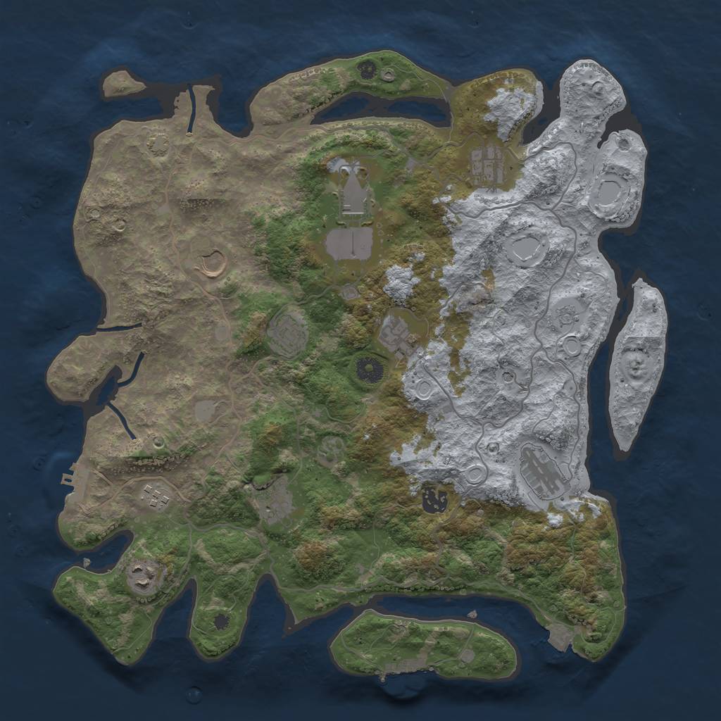 Rust Map: Procedural Map, Size: 4000, Seed: 1223286190, 18 Monuments