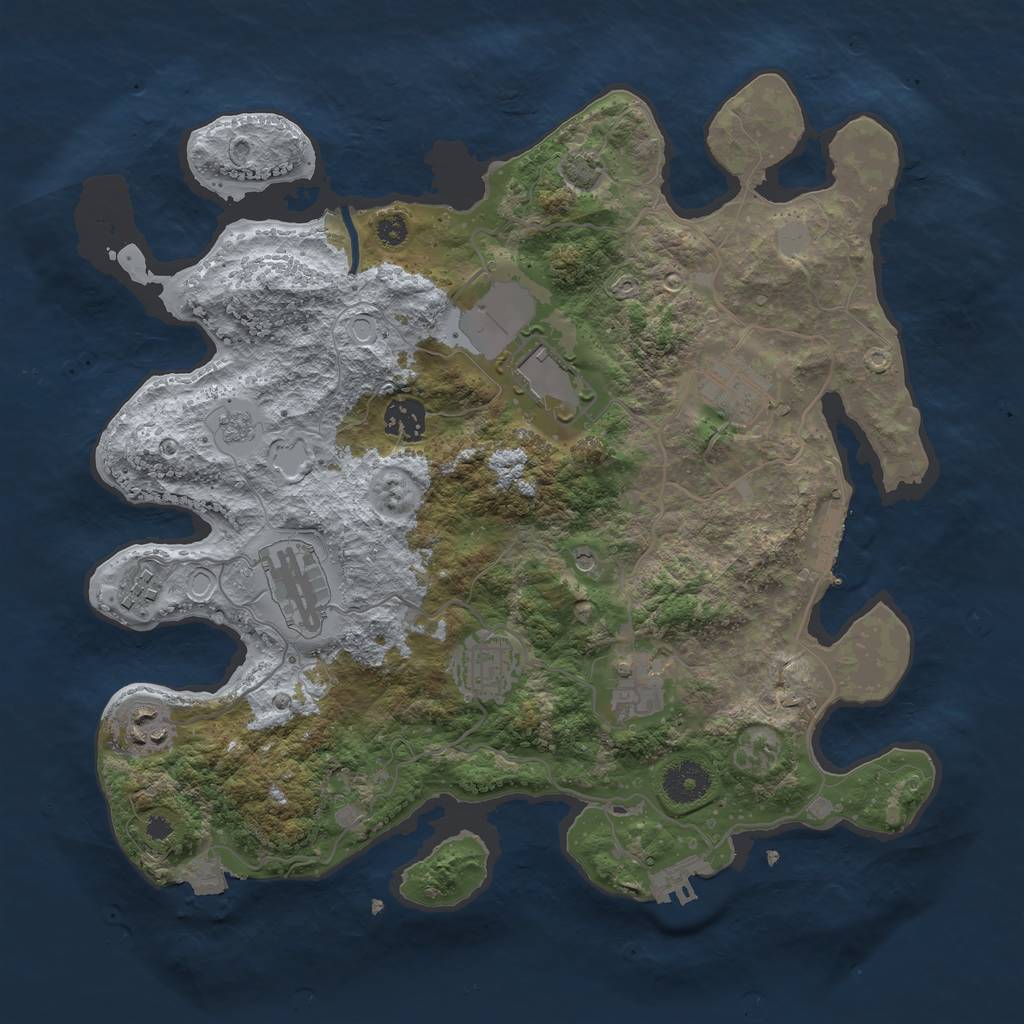 Rust Map: Procedural Map, Size: 3500, Seed: 800640870, 16 Monuments