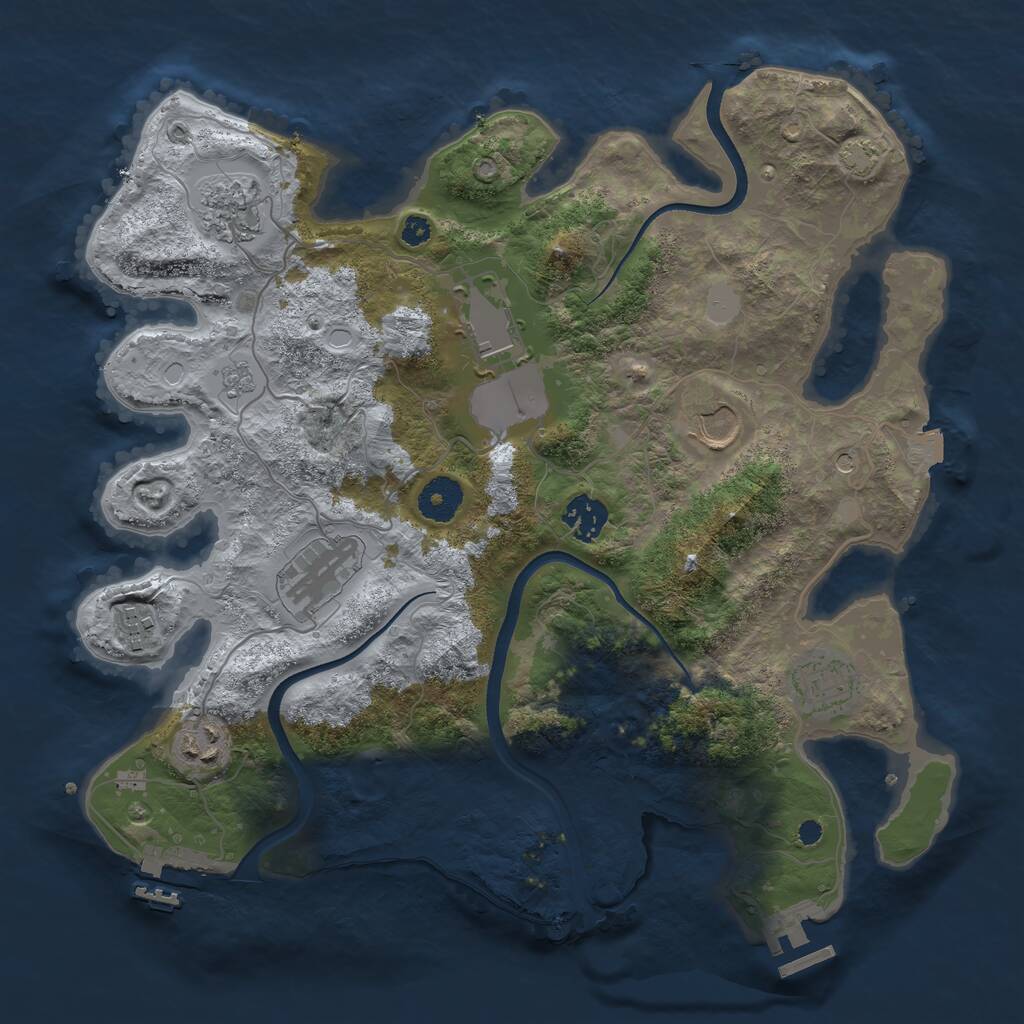 Rust Map: Procedural Map, Size: 3500, Seed: 796226775, 14 Monuments