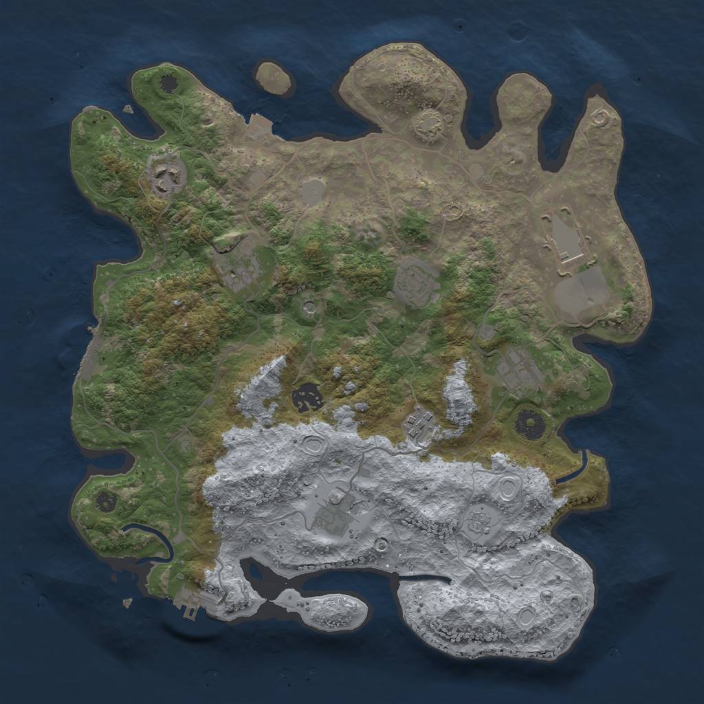 Rust Map: Procedural Map, Size: 3500, Seed: 109723643, 16 Monuments