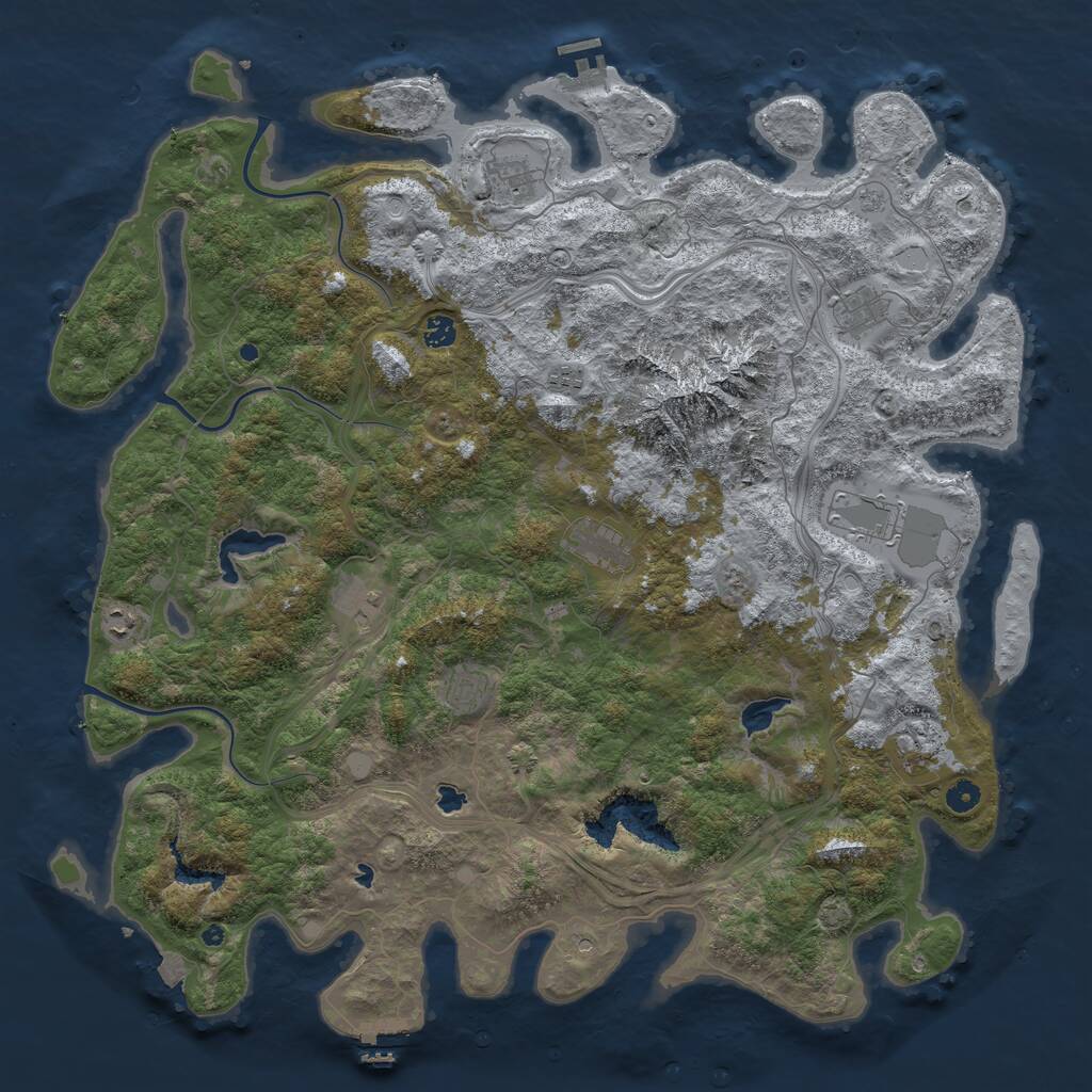 Rust Map: Procedural Map, Size: 5000, Seed: 1936461790, 16 Monuments