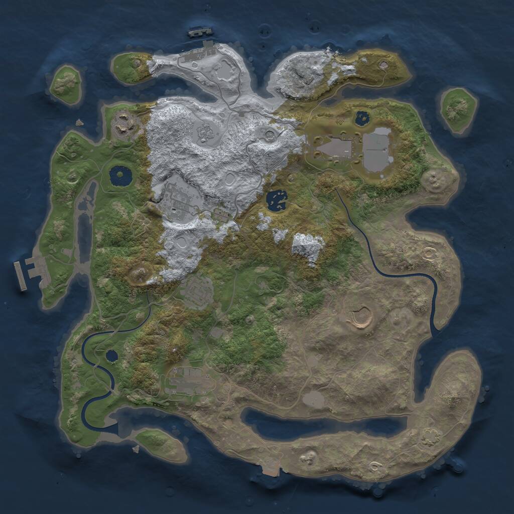 Rust Map: Procedural Map, Size: 3500, Seed: 43476, 13 Monuments