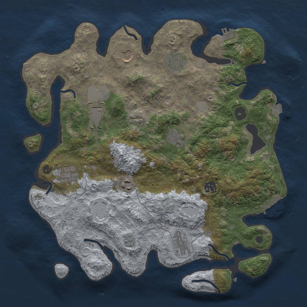 Rust Map: Procedural Map, Size: 3700, Seed: 507657960, 17 Monuments