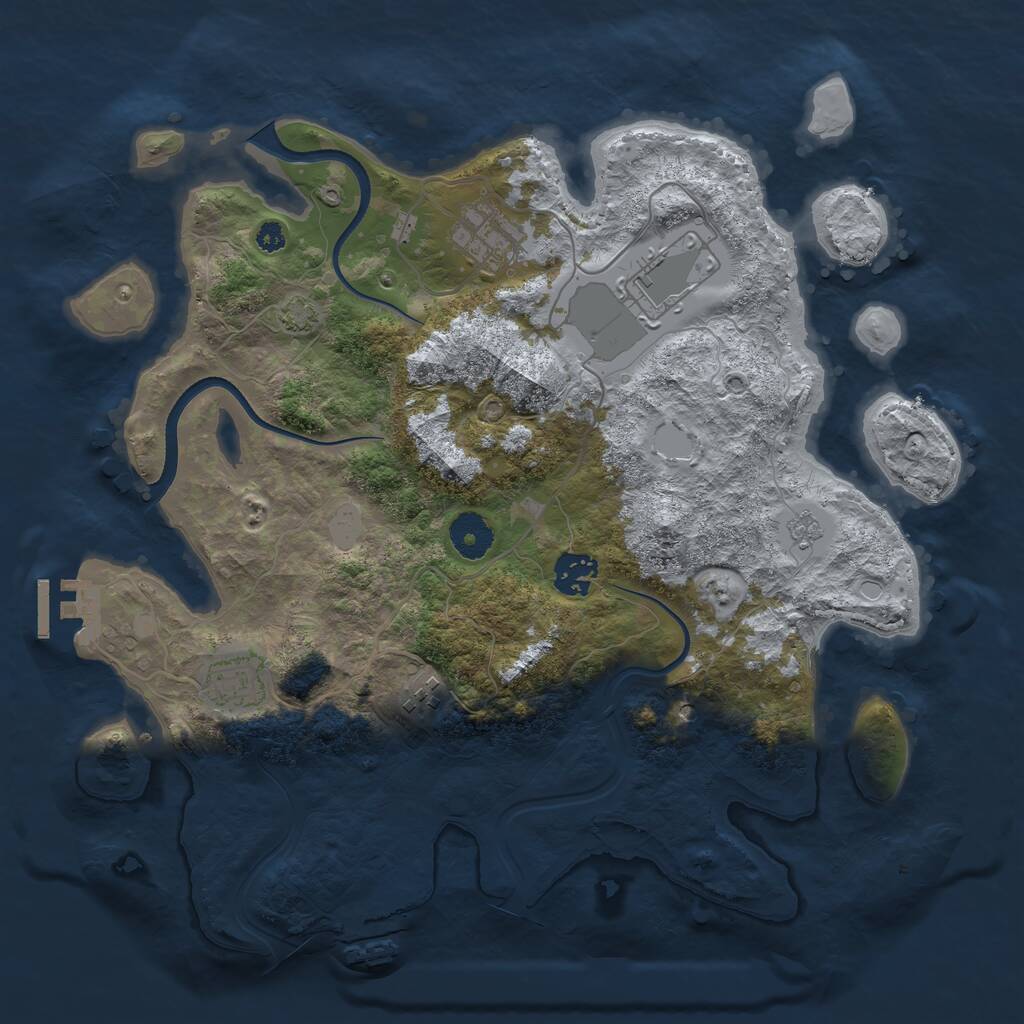 Rust Map: Procedural Map, Size: 3500, Seed: 2004859230, 11 Monuments
