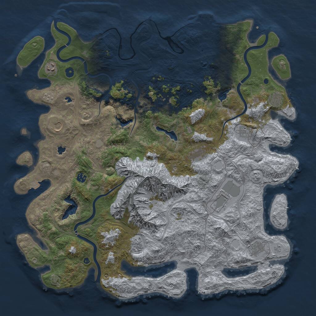 Rust Map: Procedural Map, Size: 5000, Seed: 1126428656, 16 Monuments