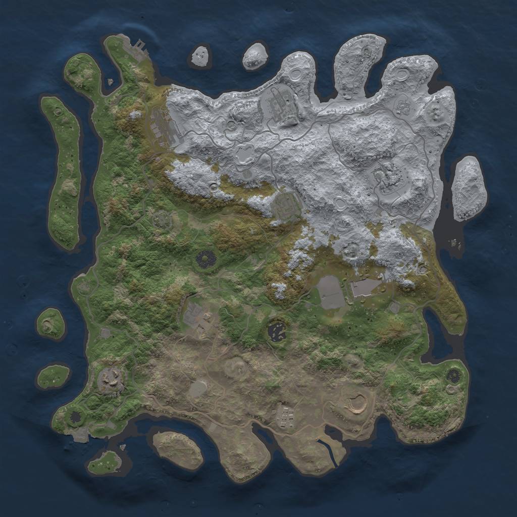 Rust Map: Procedural Map, Size: 4000, Seed: 50869091, 17 Monuments