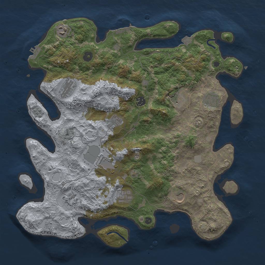 Rust Map: Procedural Map, Size: 4000, Seed: 1610754032, 19 Monuments