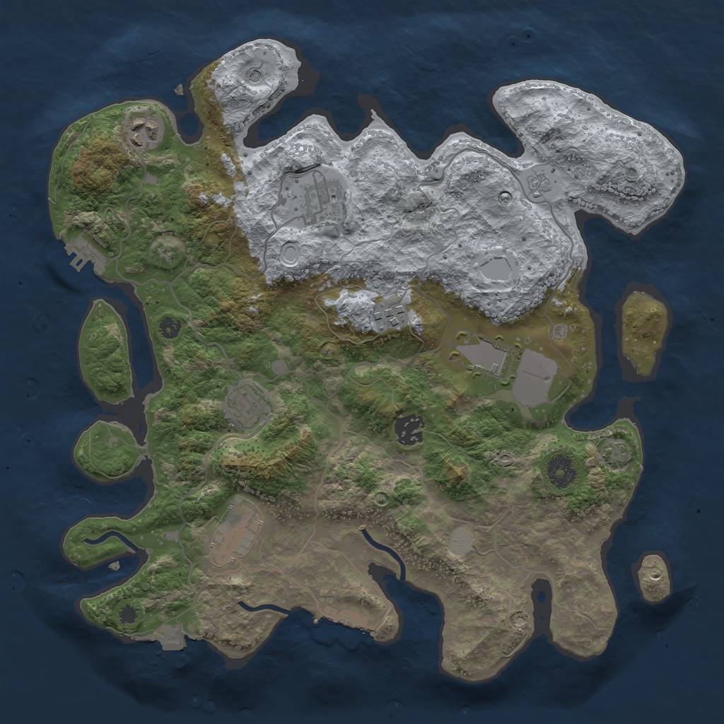 Rust Map: Procedural Map, Size: 3500, Seed: 2837521, 15 Monuments