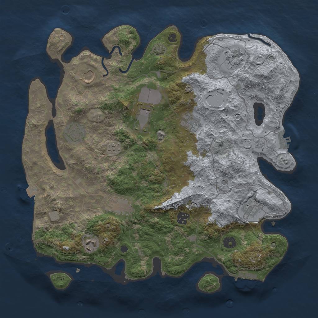 Rust Map: Procedural Map, Size: 3750, Seed: 796494, 18 Monuments