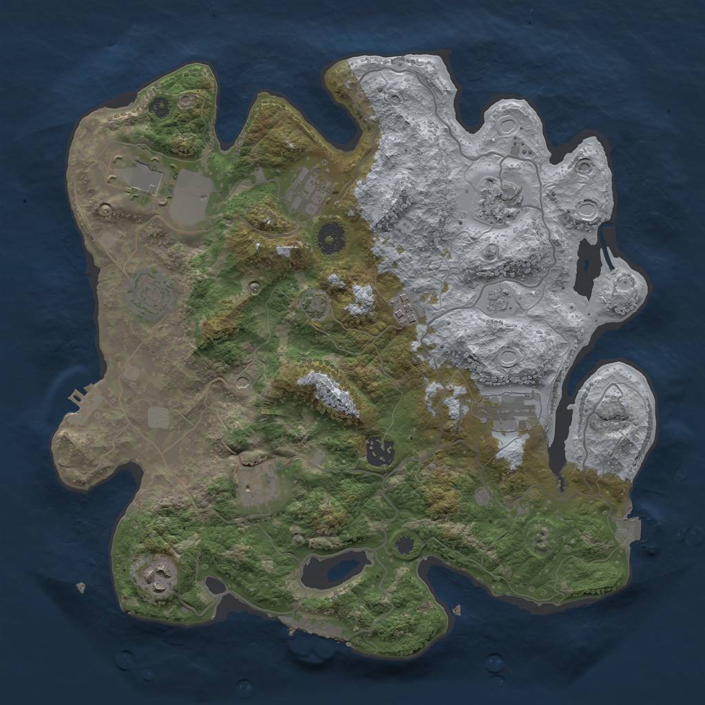 Rust Map: Procedural Map, Size: 3500, Seed: 1719015774, 17 Monuments