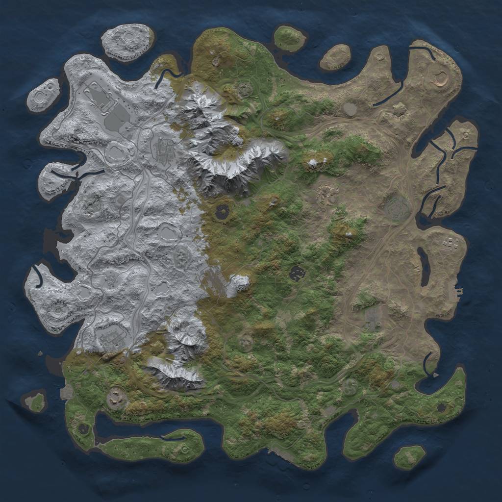 Rust Map: Procedural Map, Size: 5000, Seed: 10043, 19 Monuments