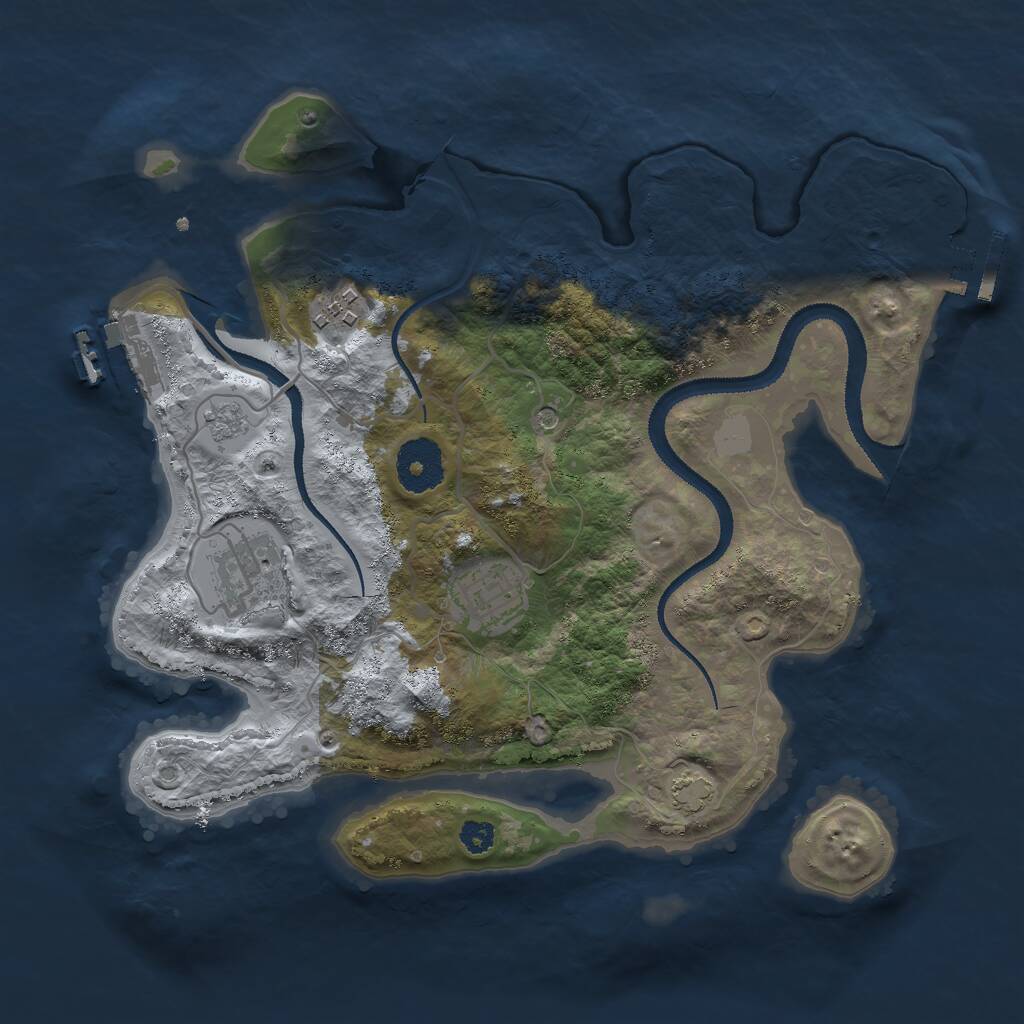 Rust Map: Procedural Map, Size: 3000, Seed: 445841758, 9 Monuments