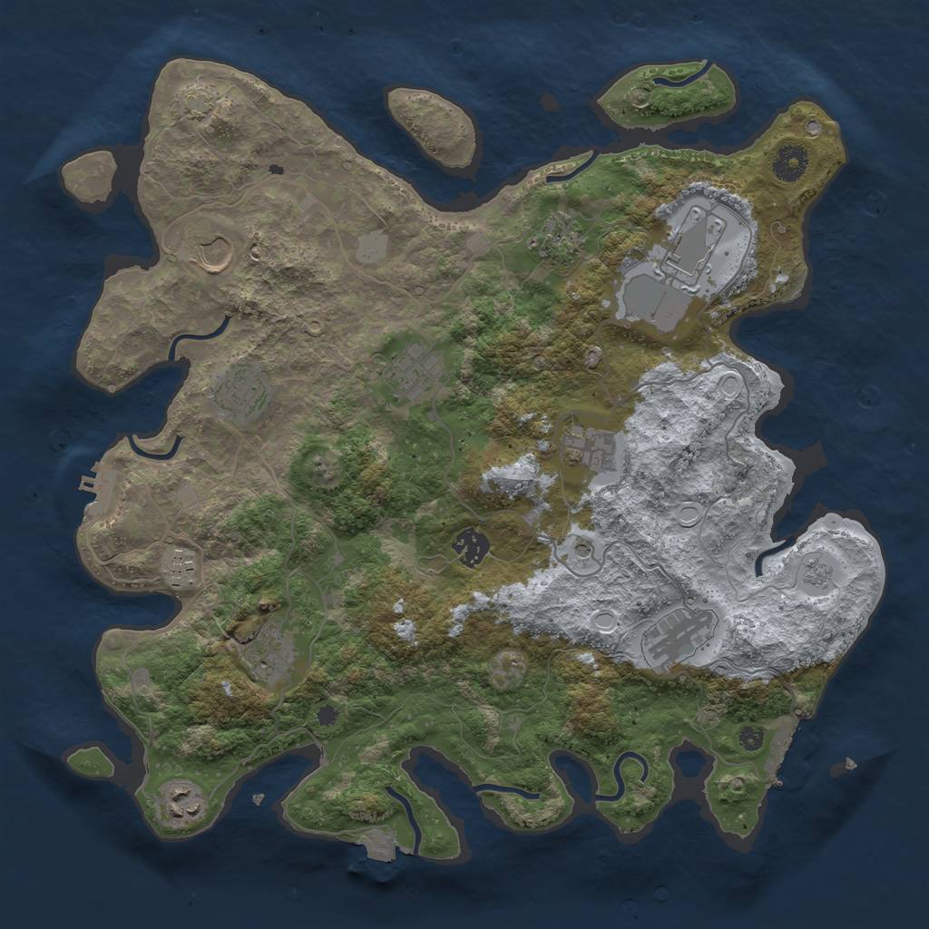 Rust Map: Procedural Map, Size: 3850, Seed: 754889, 19 Monuments