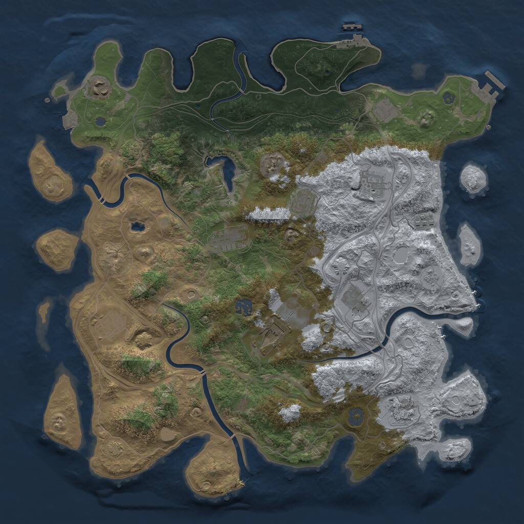 Rust Map: Procedural Map, Size: 4300, Seed: 4473, 18 Monuments