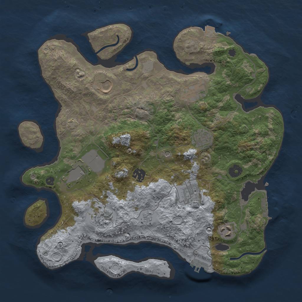 Rust Map: Procedural Map, Size: 3500, Seed: 44468, 16 Monuments