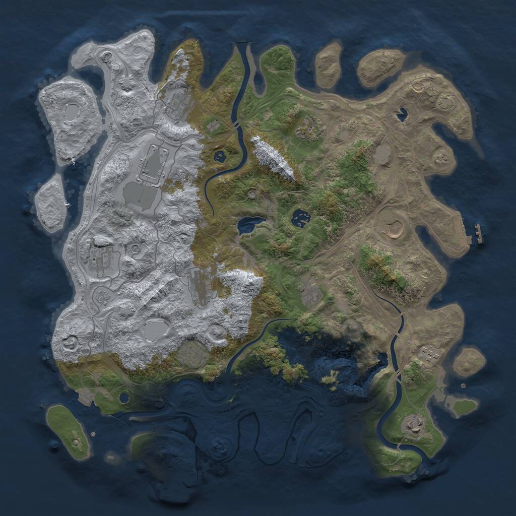 Rust Map: Procedural Map, Size: 4250, Seed: 1369480896, 17 Monuments