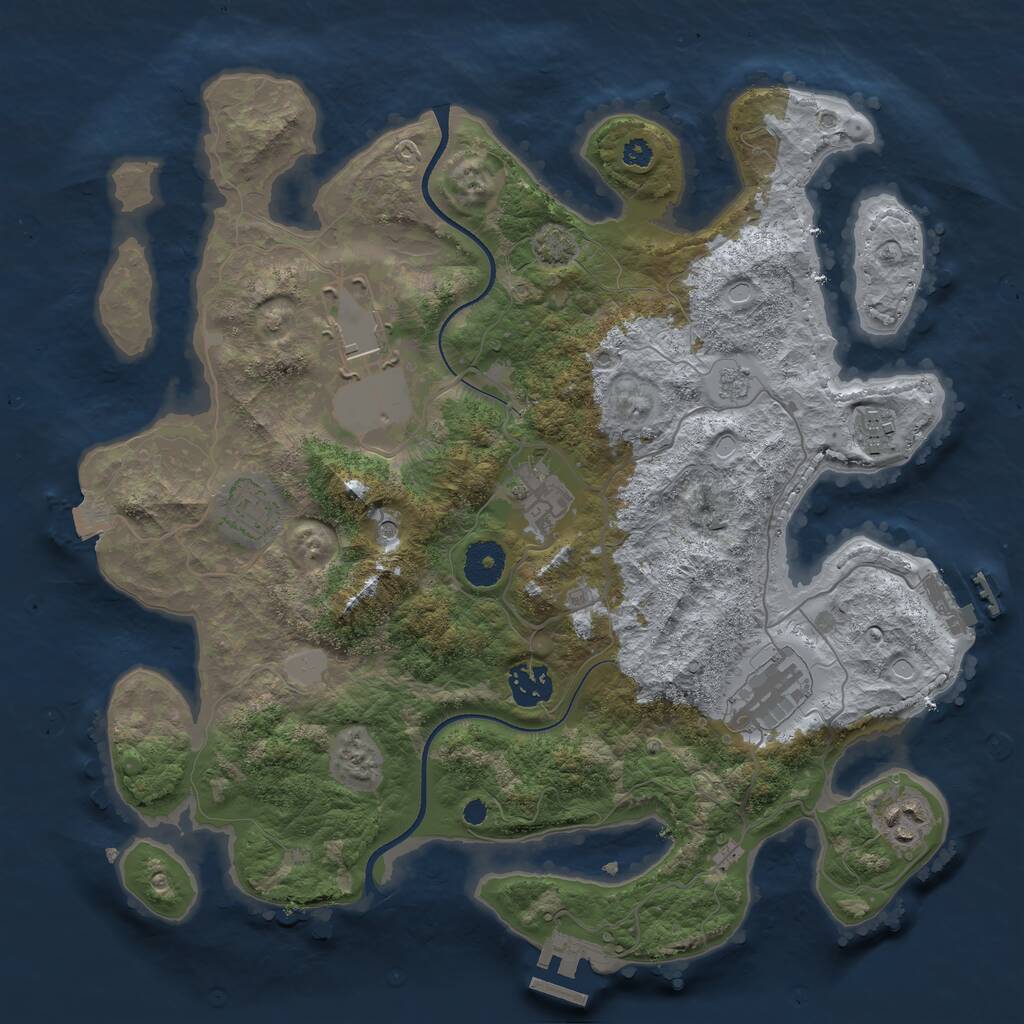 Rust Map: Procedural Map, Size: 3500, Seed: 339684645, 13 Monuments